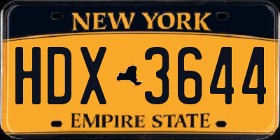 NY license plate HDX3644