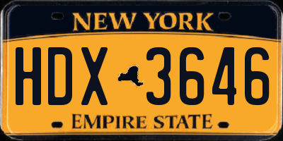 NY license plate HDX3646