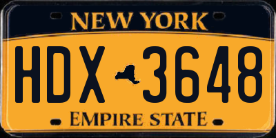 NY license plate HDX3648