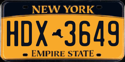 NY license plate HDX3649