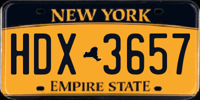 NY license plate HDX3657