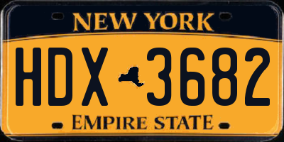 NY license plate HDX3682