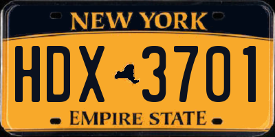 NY license plate HDX3701