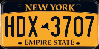 NY license plate HDX3707