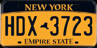 NY license plate HDX3723