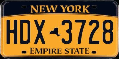NY license plate HDX3728
