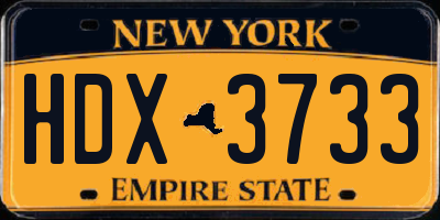 NY license plate HDX3733