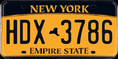 NY license plate HDX3786
