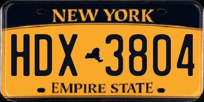 NY license plate HDX3804