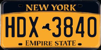 NY license plate HDX3840