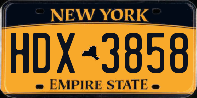 NY license plate HDX3858