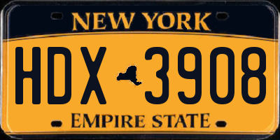 NY license plate HDX3908