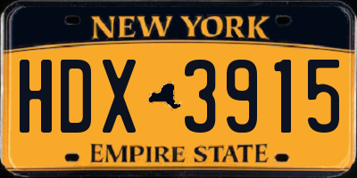 NY license plate HDX3915