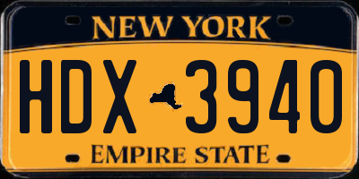 NY license plate HDX3940