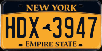 NY license plate HDX3947