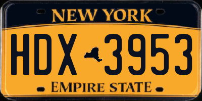 NY license plate HDX3953