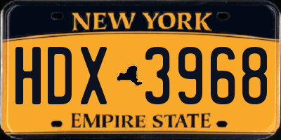 NY license plate HDX3968