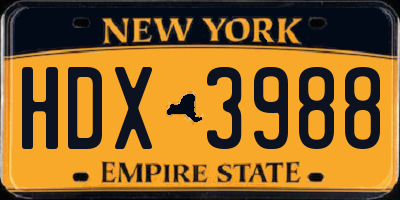 NY license plate HDX3988