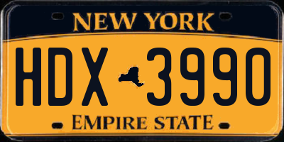 NY license plate HDX3990