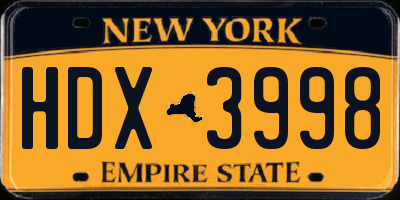 NY license plate HDX3998