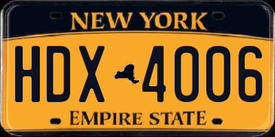 NY license plate HDX4006