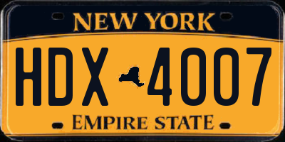NY license plate HDX4007