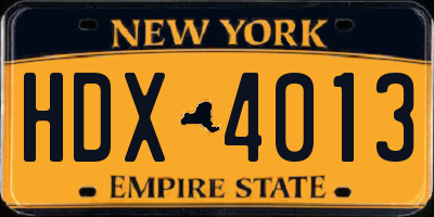 NY license plate HDX4013