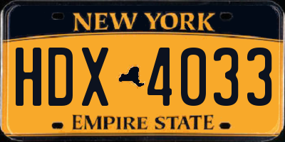 NY license plate HDX4033