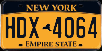 NY license plate HDX4064