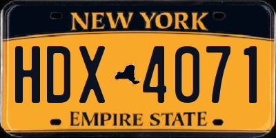 NY license plate HDX4071