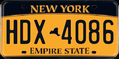 NY license plate HDX4086