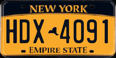 NY license plate HDX4091