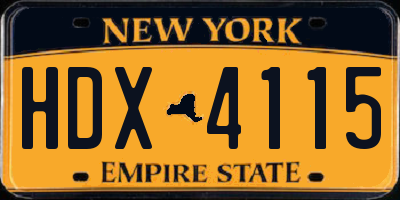 NY license plate HDX4115