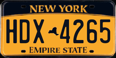 NY license plate HDX4265