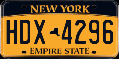 NY license plate HDX4296