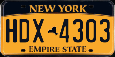 NY license plate HDX4303
