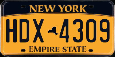NY license plate HDX4309