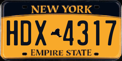 NY license plate HDX4317