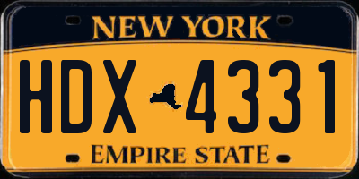 NY license plate HDX4331