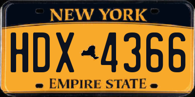NY license plate HDX4366