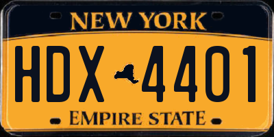 NY license plate HDX4401