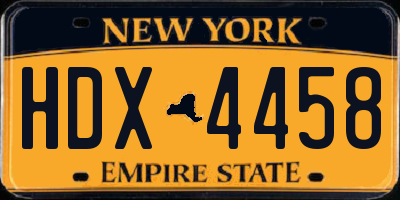 NY license plate HDX4458