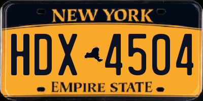 NY license plate HDX4504