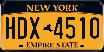 NY license plate HDX4510