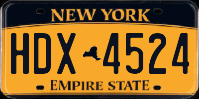 NY license plate HDX4524