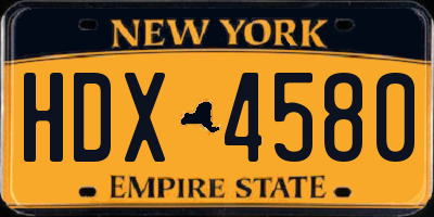 NY license plate HDX4580