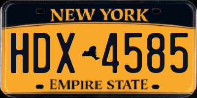 NY license plate HDX4585