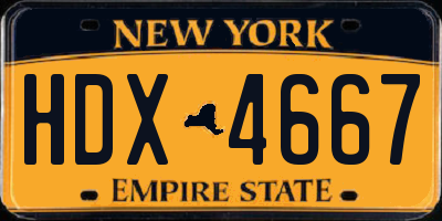 NY license plate HDX4667