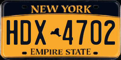NY license plate HDX4702