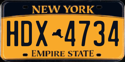 NY license plate HDX4734
